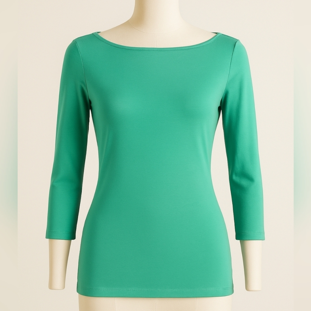 Talbots Petite Medium Mint Green Tee 100% Pima Cotton